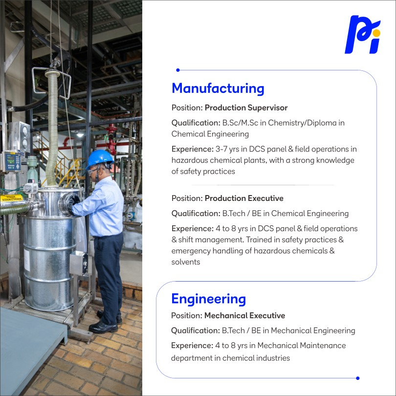 PI Industries Recruitment Drive Hiring for Production