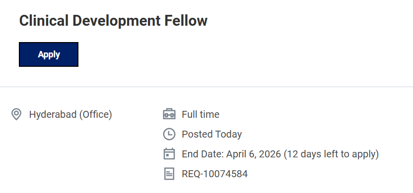 novartis Hiring for clinical development fellow