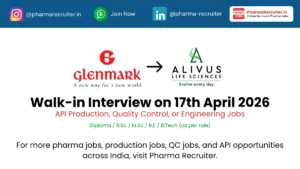 Alivus Life Sciences Hiring Walk-in Interview for API Production, QC & Engineering Jobs