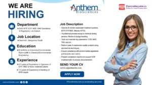 Anthem BioSciences Hiring EHS Professionals