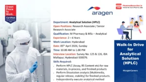Aragen Hiring for Research Associate & Senior Research Associate