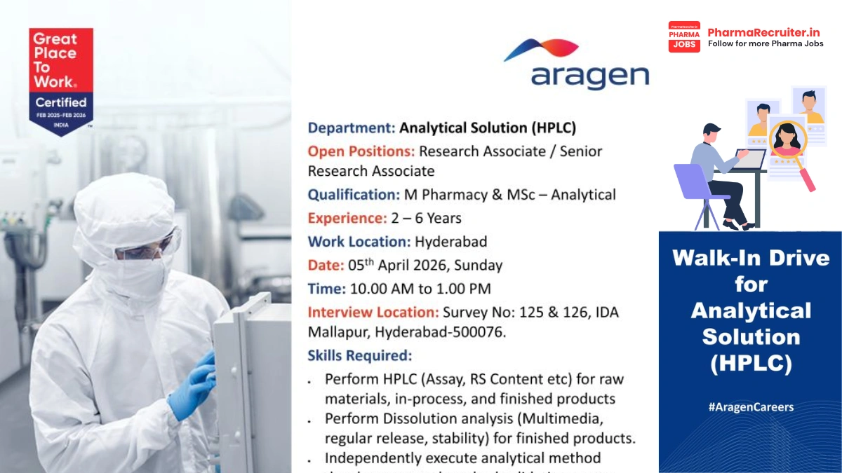 Aragen Hiring for Research Associate & Senior Research Associate