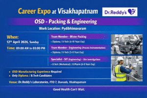 Dr. Reddy’s Walk-in Interview 2026 | Pharma Jobs in Visakhapatnam (OSD Packing & Engineering Roles)