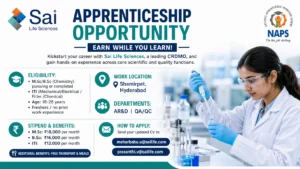 Sai Life Sciences Apprenticeship Program 2026 – Pharma Jobs for Freshers in QA, QC & R&D