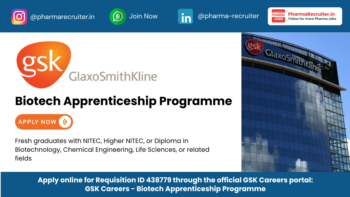 GSK Biotech Apprenticeship Programme Singapore October 2026