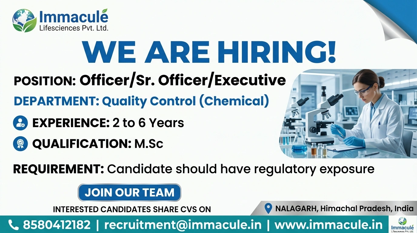 QC Manager Job at Radicon Laboratories Ltd | Pharma QC Jobs in India