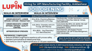 Lupin Limited Walk-In Interview 2026 for Production & Quality Control Roles | Pharma Jobs in India on 17th April 2026 (Friday)