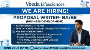 Proposal Writer – BA/BE Job at Veeda Lifesciences | Pharma Jobs Opportunity