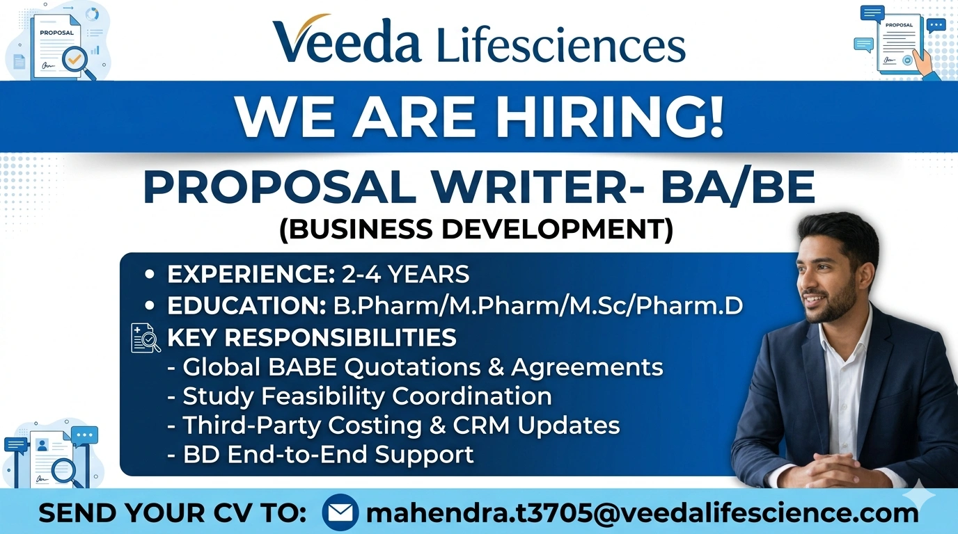 Proposal Writer – BA/BE Job at Veeda Lifesciences | Pharma Jobs Opportunity