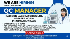 QC Manager Job at Radicon Laboratories Ltd | Pharma QC Jobs in India