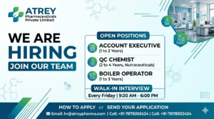 ATREY Pharmaceuticals Private Limited Hiring – Walk-in Interview for QC Jobs, Pharma Jobs & Production Roles on Every Friday