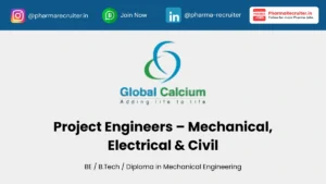 Global Calcium Hiring Project Engineers – Mechanical, Electrical & Civil
