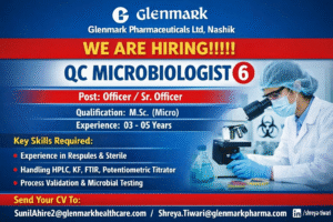 Glenmark Pharma Hiring QC Microbiologist – Apply Now for Pharma Jobs in India