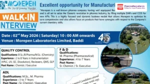 Morepen Laboratories Walk-In Interview on 2nd May 2026