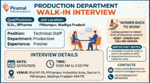 Piramal Pharma Solutions Walk-In Interview 2026 for Production Jobs in Pithampur