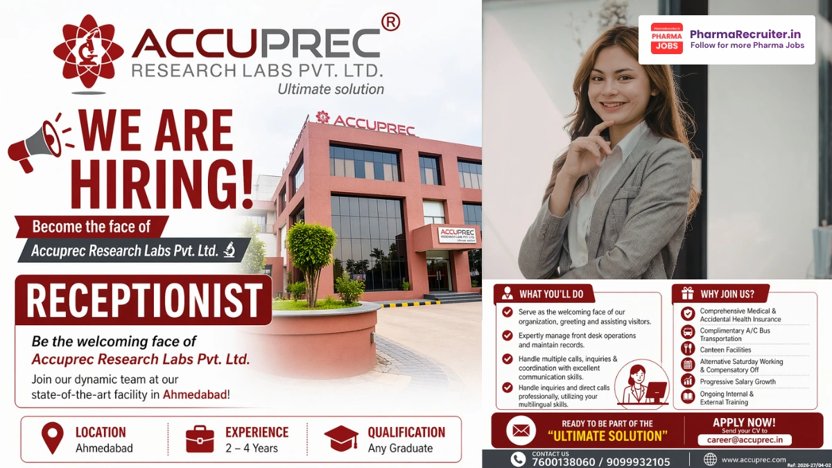 Receptionist Job at Accuprec Research Labs