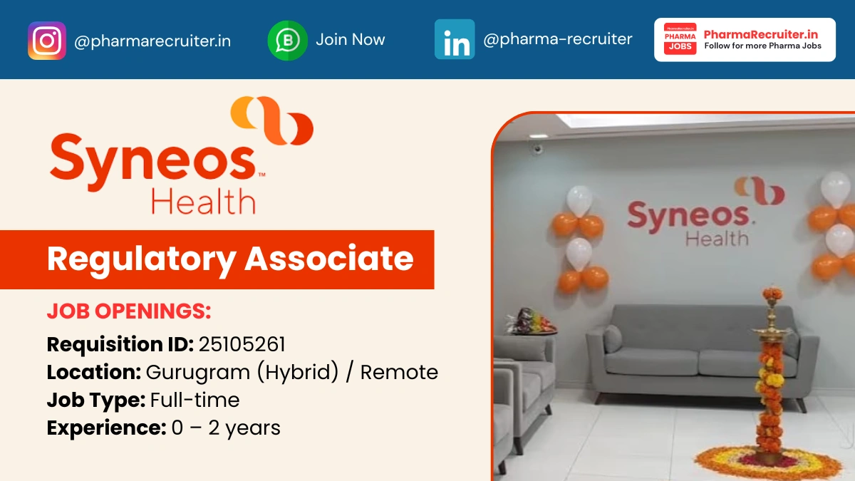 Syneos Health Hiring Regulatory Associate 2026