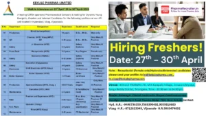 Walk-In Interview at Kekule Pharma Limited Hyderabad