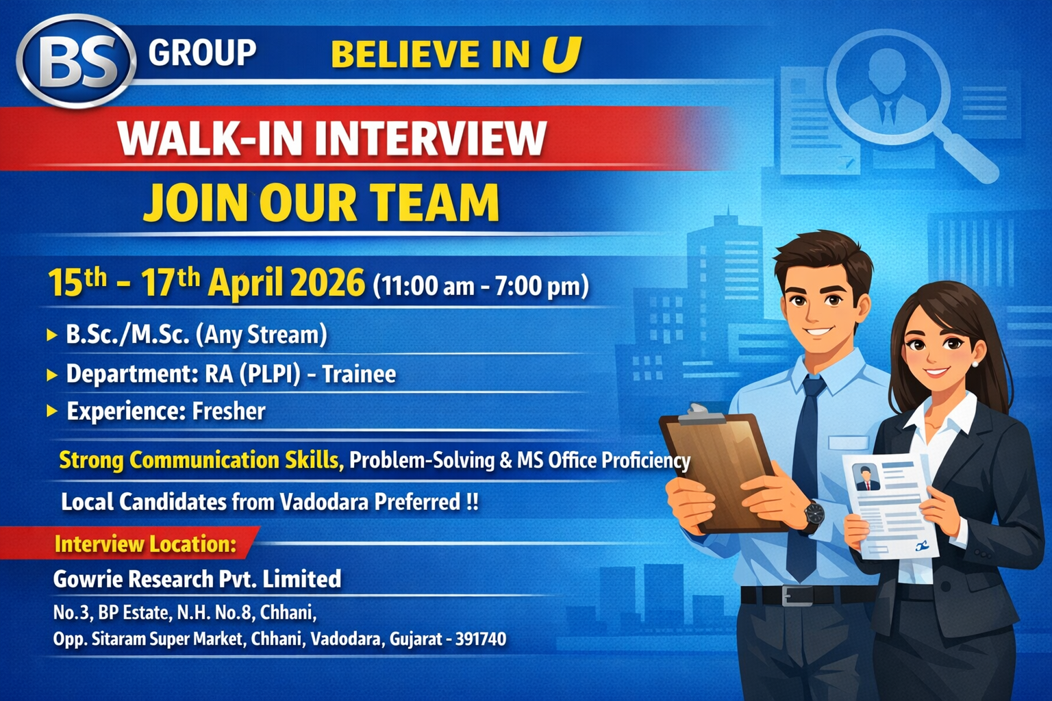 Walk-In Interview for Pharma Jobs | Freshers Opportunity in Regulatory Affairs (RA) on 15th – 17th April 2026