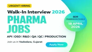 BDR Pharmaceuticals is conducting a walk-in interview on 18 April 2026