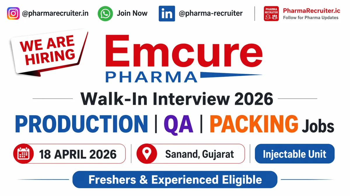 Emcure Pharmaceuticals Walk-In Interview 2026