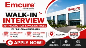 Emcure Pharmaceuticals is conducting walk-in interviews for production, QC, QA, and engineering roles.