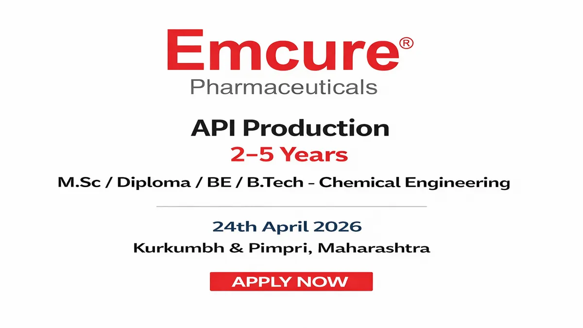 M.Sc / Diploma / B.E. / B.Tech – Chemical Engineering