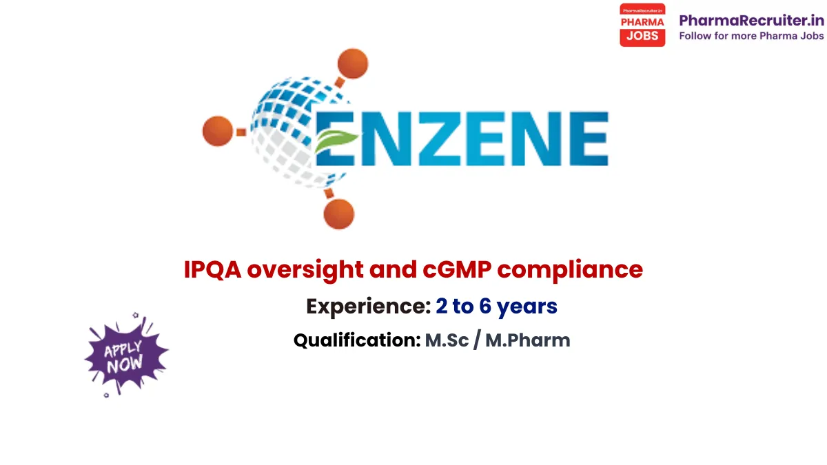 Qualification: M.Sc / M.Pharm
