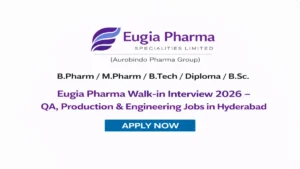 Join Eugia Pharma Specialities Limited for exciting pharma jobs in sterile injectables manufacturing. This walk-in interview on 19th April 2026