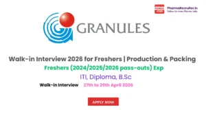 Walk-in Interview 2026 for Freshers | Production & Packing