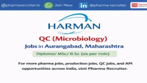 QC Microbiology Jobs at Harman Finochem Limited | Pharma QC Jobs in Aurangabad