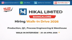 Hikal Limited Walk-in Interview 2026