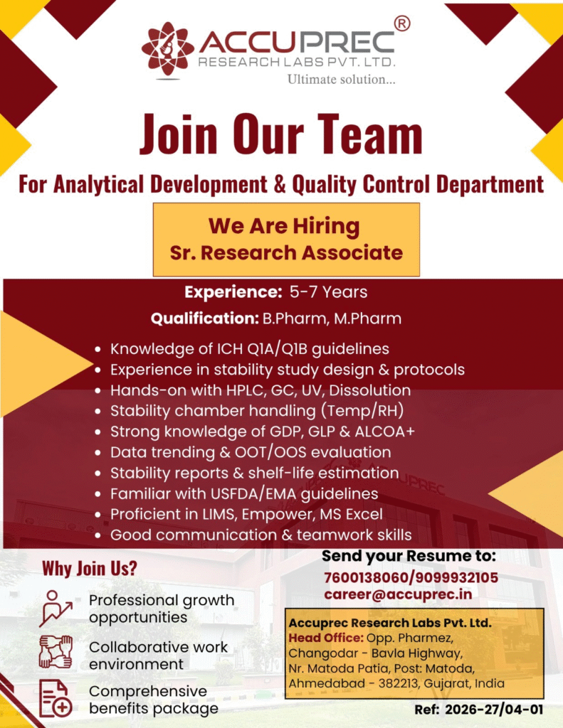 Are you an experienced pharma professional seeking pharma jobs in Analytical Development and QC jobs