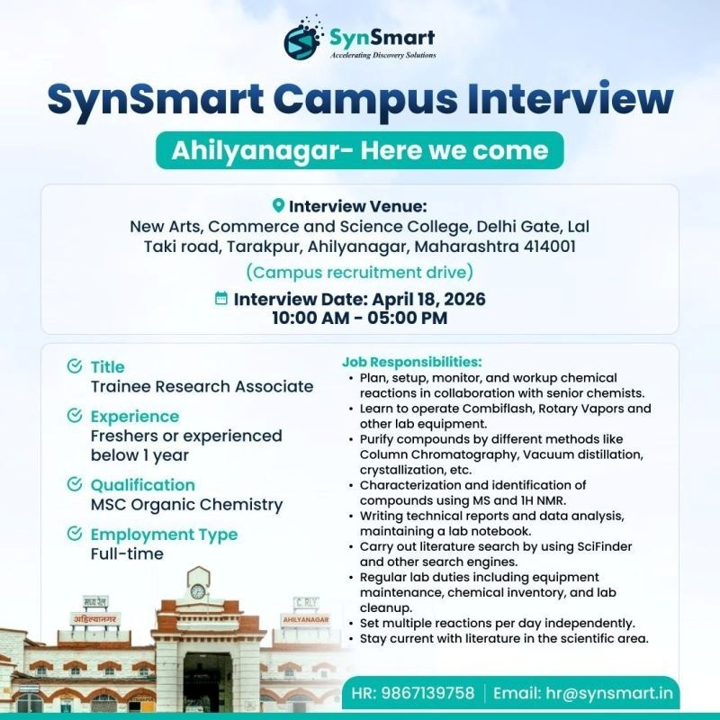 Trainee Research Associate Jobs at SynSmart – Campus Interview in Ahilyanagar