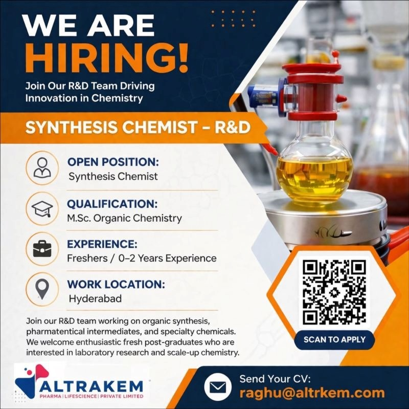 Synthesis Chemist R&D Job in Hyderabad at Altrakem Pharma

