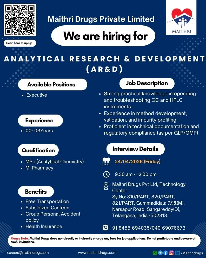 Maithri Drugs Private Limited is a well-established pharmaceutical company known for its strong presence in API manufacturing and research.