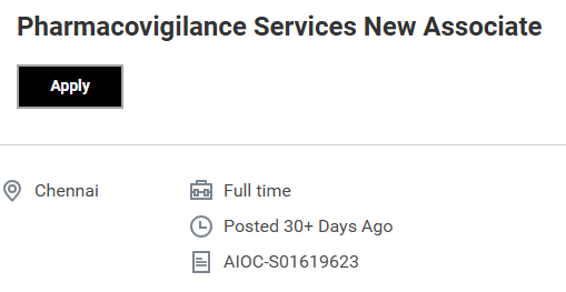Pharmacovigilance Services New Associate Job at Accenture Chennai – Fresher Pharma Jobs Opportunity
