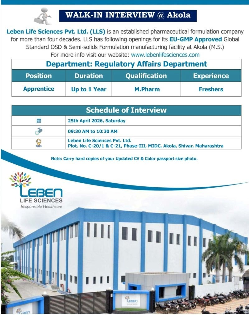 Leben Life Sciences Pvt. Ltd. (LLS) is a well-established pharmaceutical formulation company with over four decades of industry experience.