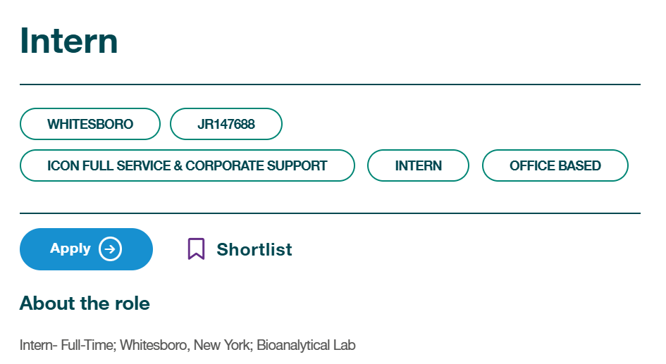 ICON plc Hiring Full-Time Intern – Bioanalytical Lab, Whitesboro, New York | JR147688 | Clinical Research Internship