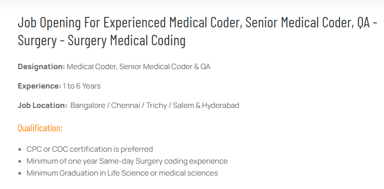 This opportunity is offered by a growing healthcare services organization focused on medical coding, clinical data management, and healthcare analytics.