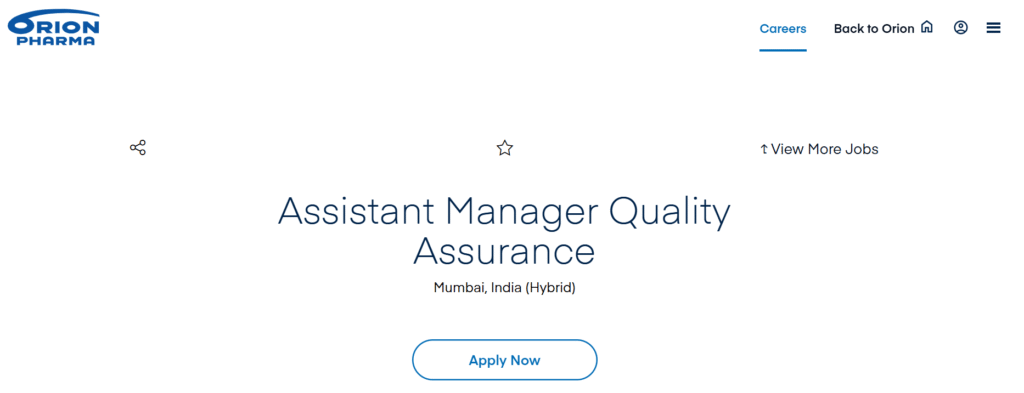 Orion Pharma Assistant Manager Quality Assurance Job in Mumbai | Pharma QA Careers 2026
