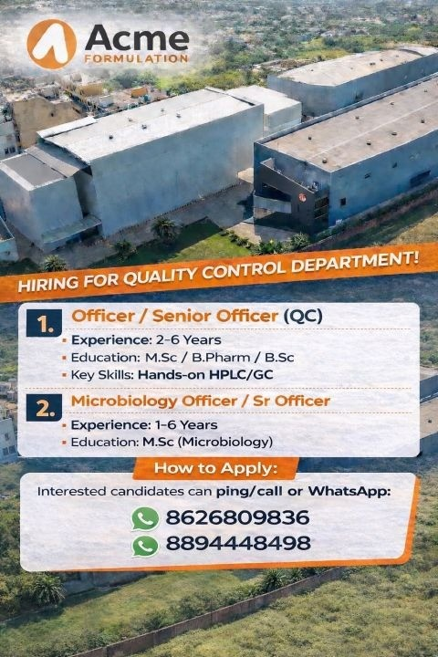 Acme Formulation Hiring for Quality Control Department