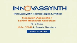 Innovassynth Technologies for a walk-in interview on 25th April 2026. Discover rewarding opportunities in organic synthesis and process development.