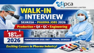 Walk-in Interview at Ipca Laboratories Limited, Silvassa