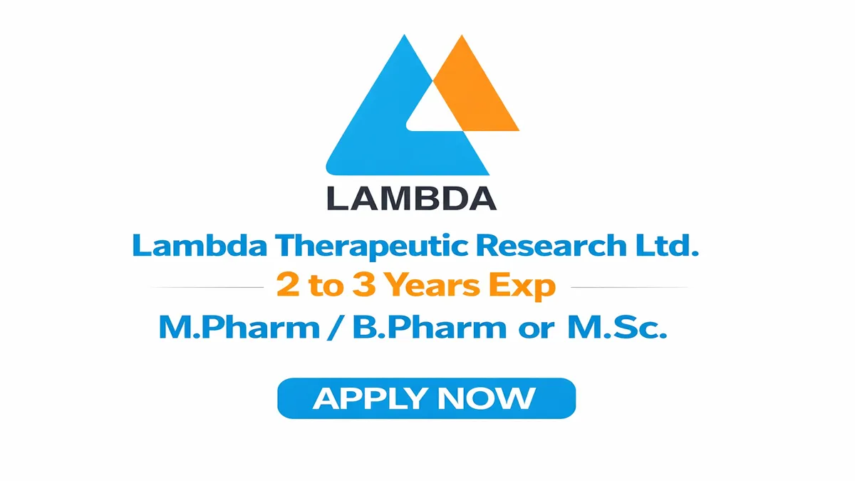 Research Associate Job in Bioanalytical Operations at Lambda Therapeutic