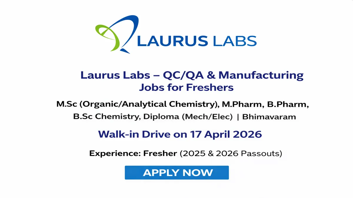 Laurus Labs Pool Campus Drive 2026 at B.V. Raju College Bhimavaram