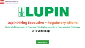 Master’s in Biotechnology or Pharmacy, PG in Biopharmaceutics or Pharmaceutical Technology