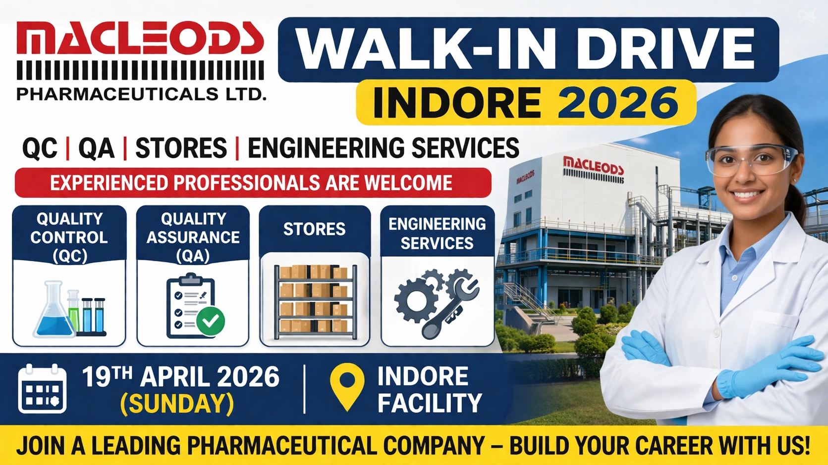 Macleods Pharmaceuticals Walk-In Drive at Indore 2026