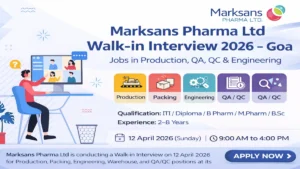 Marksans Pharma Ltd Walk-in Interview 12 April 2026