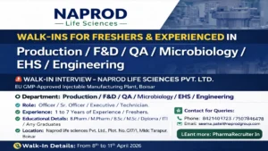 Naprod Life Sciences Walk-In Interview 2026
